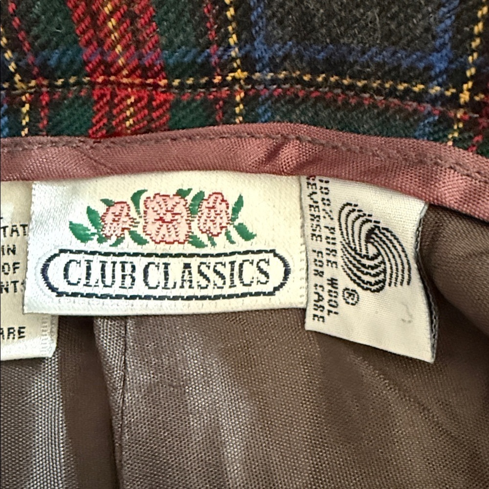 Club Classics Vintage 100% Pure Wool Pleat Front Plaid Shorts SZ 10 - Picture 6 of 7